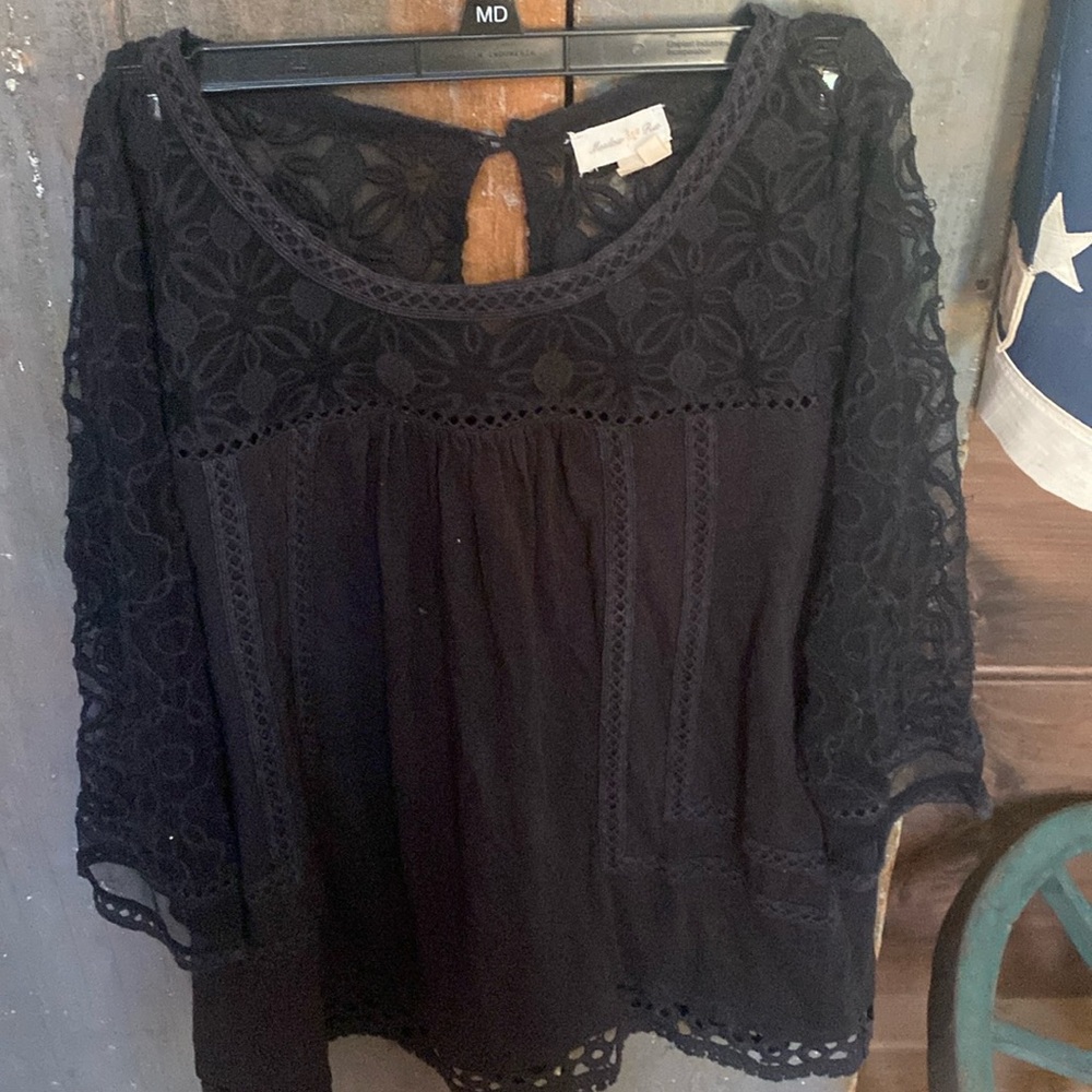 Anthropologie long sleeve black top